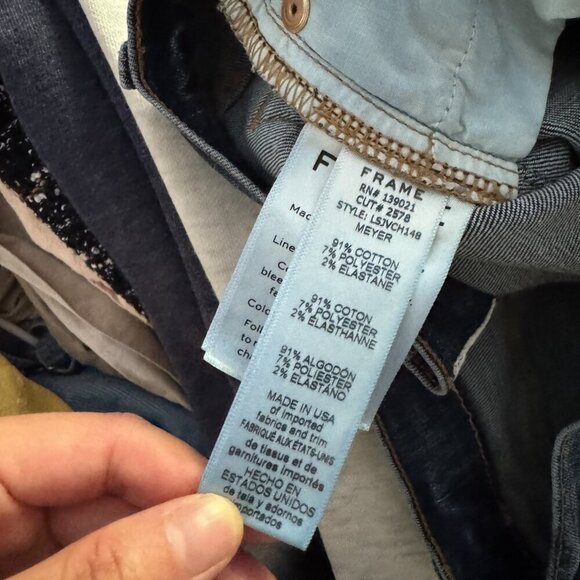 🦋 FRAME Le Skinny de Jeanne Jeans Cascade Hem Meyer Dark Wash 27 Raw Hem Casual - Picture 5 of 9